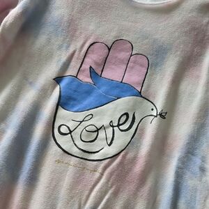 Spiritual Gangster Tie Dye Long Sweatshirt Size Small Cutout Neck